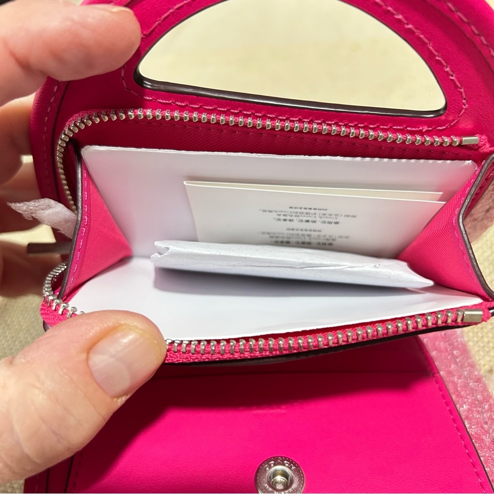 Coach Top Handle Card Case Silver Dragonfruit - Picture 11 of 12